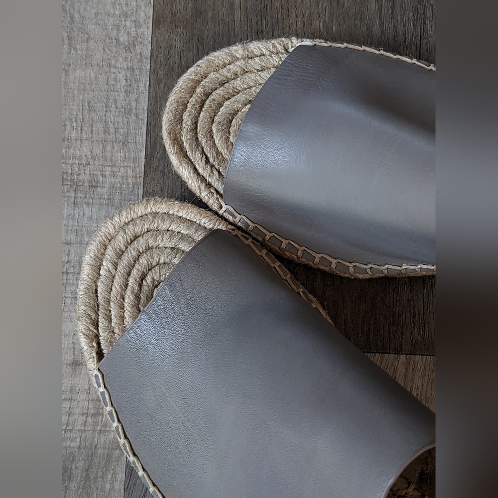 Caslon Sutton Gray Slingback Leather Espadrille Sandal Size 8.5 Like NEW in box - Picture 7 of 15
